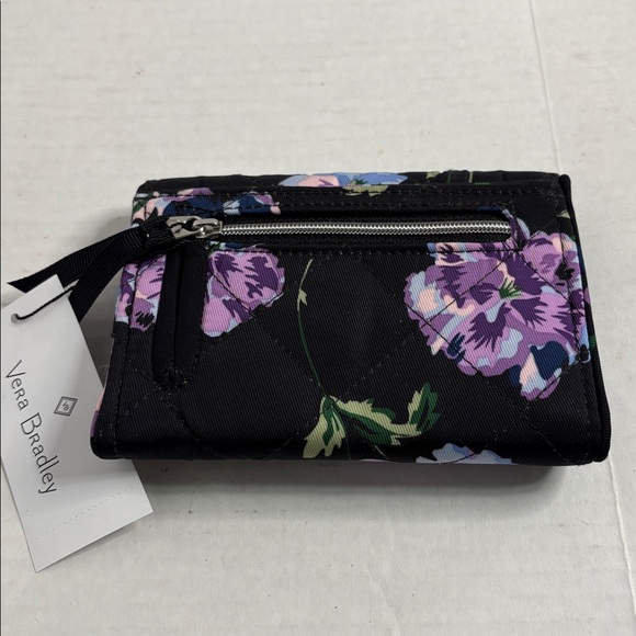 vera bradley RFiD riley compact wallet floating plum pandies NEW - Picture 5 of 5